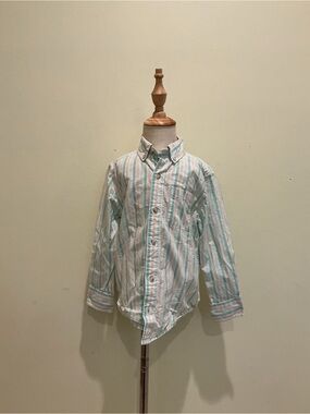 Gymboree Boys Mint Green & White Striped Button-Down Shirt